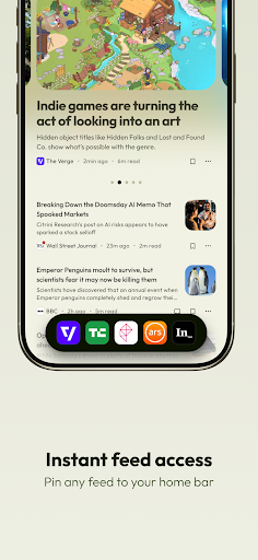 Instant feed access from the home bar