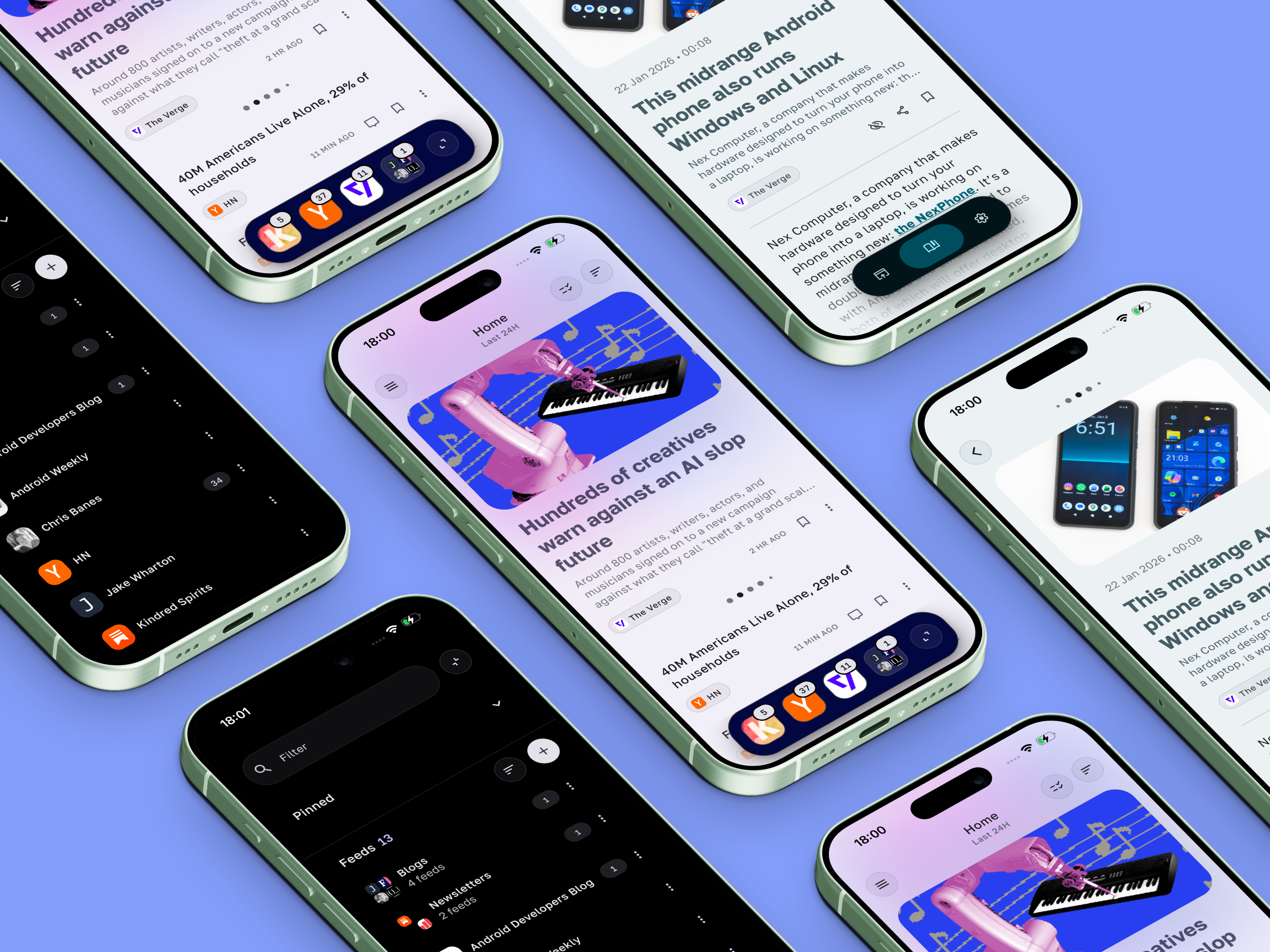 Twine app shown on multiple phones